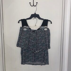 Betsey Johnson Black & Teal Leopard Pajama Set